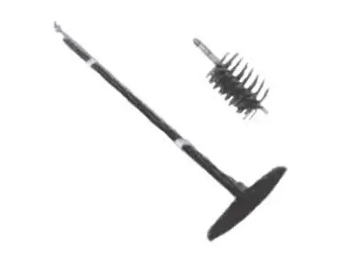 Remeha Produkt bestehend aus einem langen Schaber mit runder Basis und einer kleinen Bürste, nebeneinander abgebildet, auf neutralem Hintergrund.